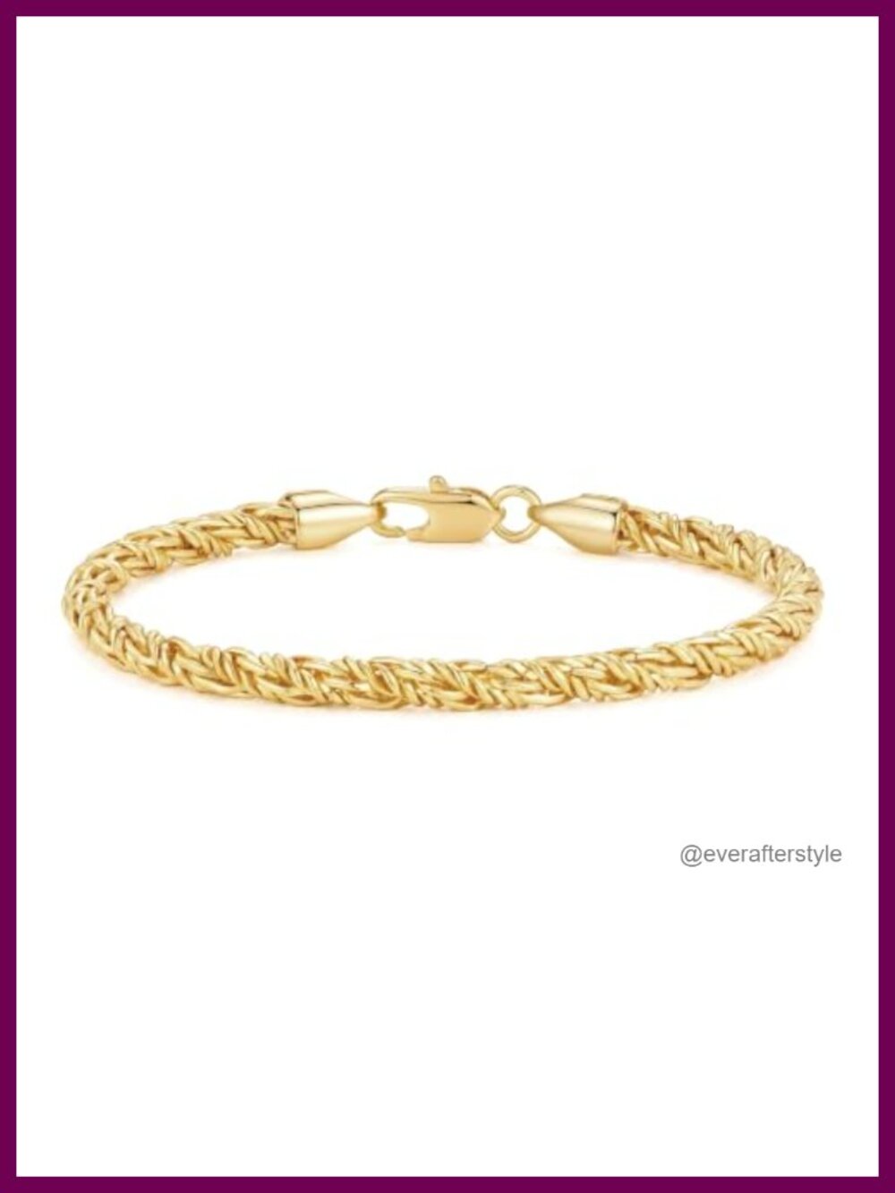 14K Gold Plated Rope Chain Bracelet for Women